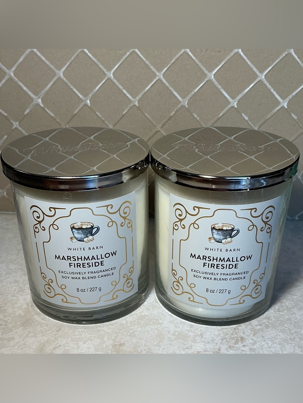 Bath & Body Works Marshmallow Fireside Single Wick 8oz Candles Set of 2